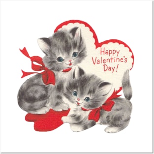 Valentine Kittens Red Bow Posters and Art